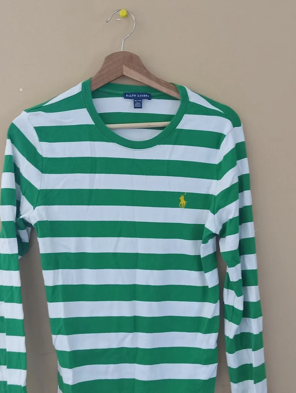 Ralph Lauren Green and White Striped Shirt Girls XL